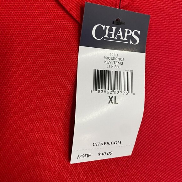 NWT Chaps Mens XL Red Polo Shirt Short Sleeve Embroidered Logo Breathable Cotton - Picture 4 of 16